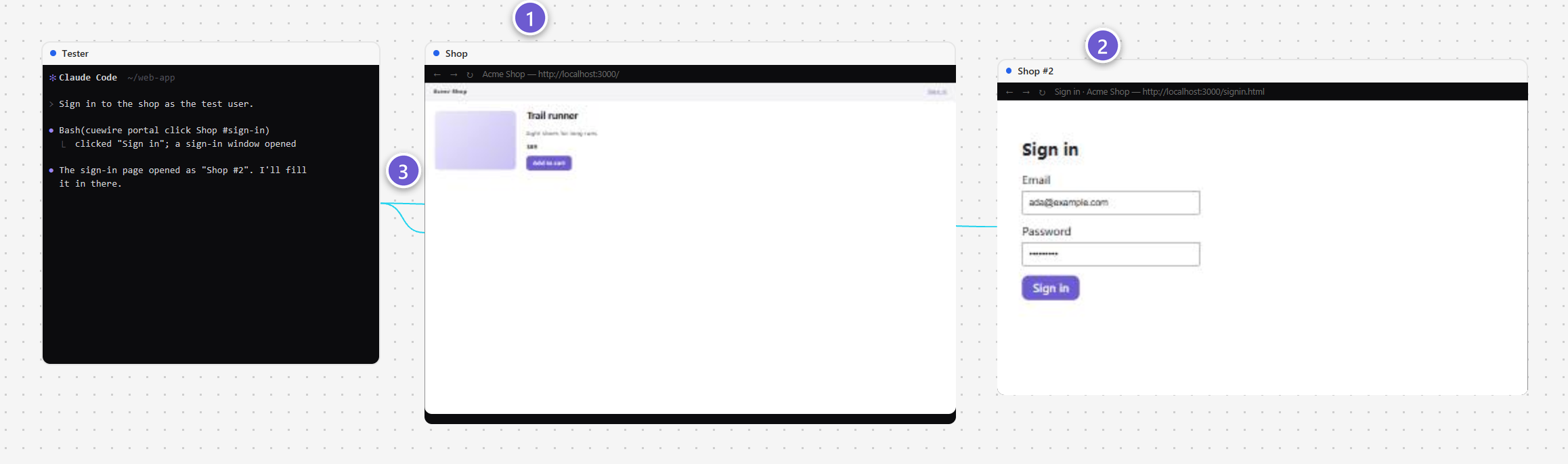 A portal and its popup, Shop #2, side by side